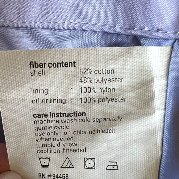 Vintage Y2K Medium ESPIRIT Lavender Lilac White Trim Cotton Blend Trench Coat - Picture 8 of 8